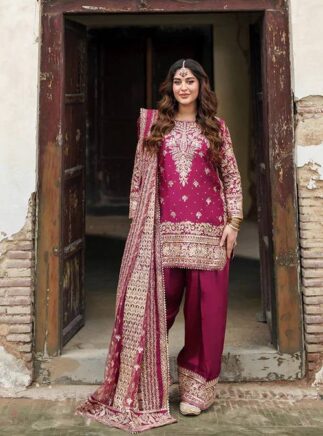 Designer Farshi Salwar Suit Set with Dupatta – Natural Crepe Thread Sequins Work | RjPoshak