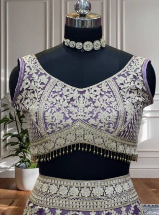 Designer Butterfly Net Lehenga Choli with Sequins & Zari Embroidery | Wedding Wear Lehenga-RjPoshak