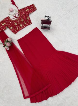 Buy Faux Georgette Designer Lehenga Saree- RjPoshak