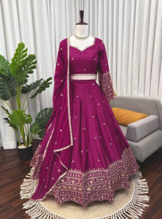 Designer Japan Satin Lehenga Choli with Sequins Work Dupatta – Party Wear Lehenga for Women | RjPoshak