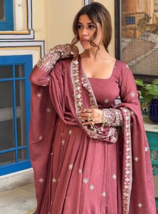 Designer Mul Chanderi Silk Gown with Pant Set – RjPoshak