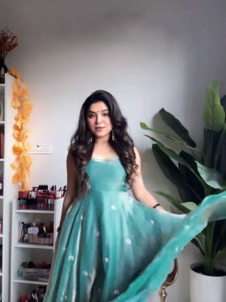 Home 21 Eid Special Designer Fendy Silk Gown Set with Sequins Work – RjPoshak