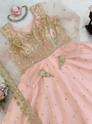 Buy Georgette Gown Lehenga Set with Dupatta-RjPoshak