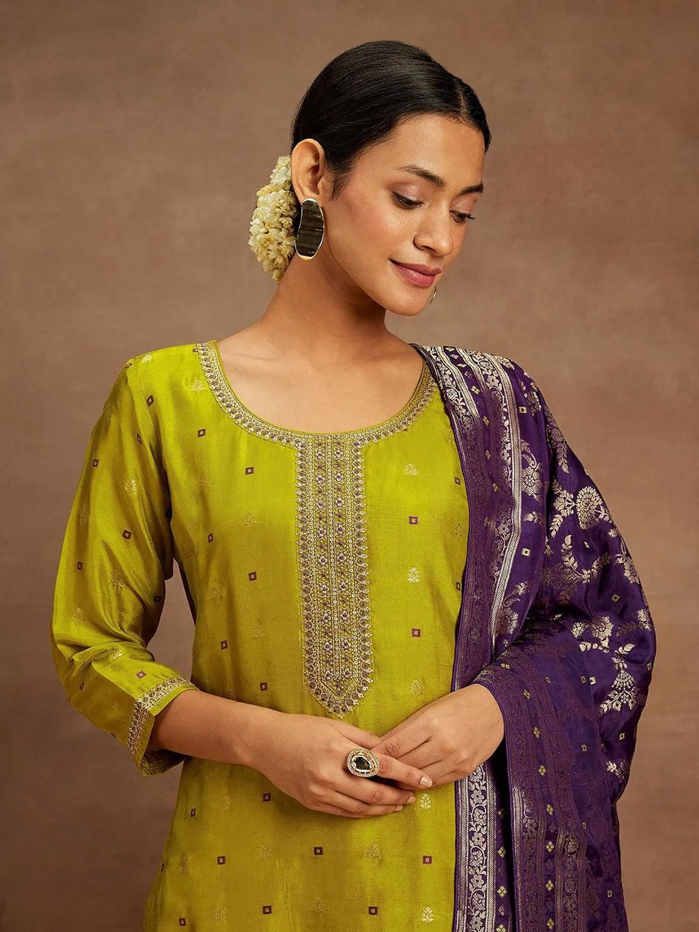 photo_5_2026-03-15_17-30-54 Buy Mustard Kurta Pant Dupatta Set for Women – Art Silk Designer Ethnic Wear | RjPoshak