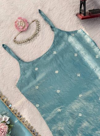 Buy RjPoshak Fendy Silk Mirror Work Kurta Palazzo Set