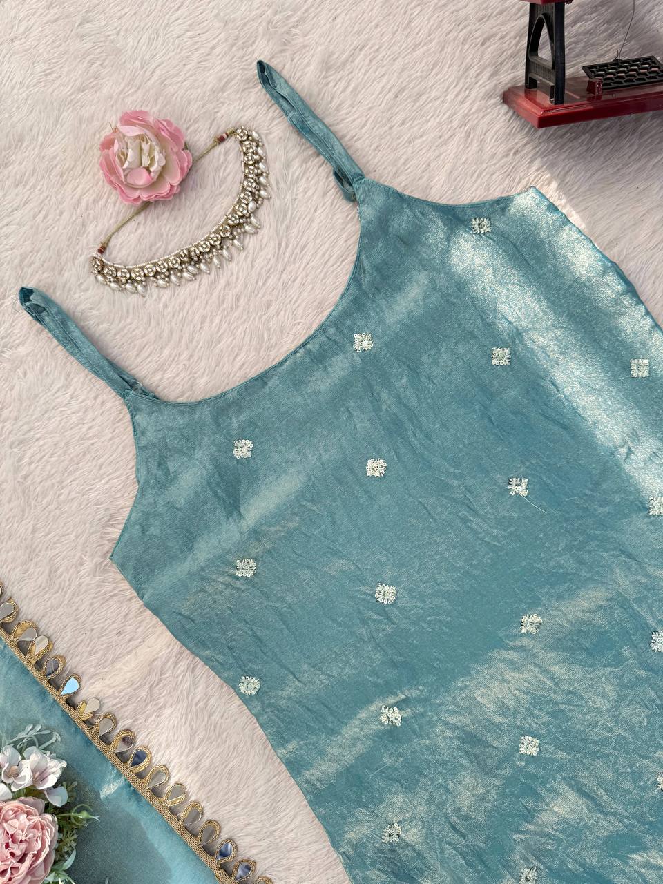 photo_6_2026-03-02_08-49-04 Buy RjPoshak Fendy Silk Mirror Work Kurta Palazzo Set