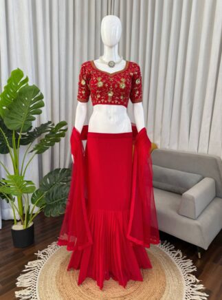 Buy Faux Georgette Designer Lehenga Saree- RjPoshak