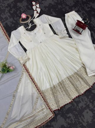 designer chinon kurta pant dupatta set for women rjposhak