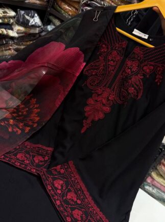 Buy Rayon Cotton Suit Set with Organza Dupatta for Women | Stylish Kurta Pant Set | RjPoshak