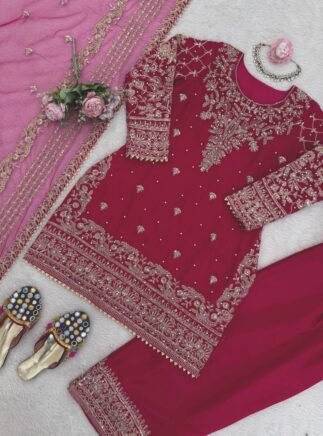 Designer Farshi Salwar Suit Set with Dupatta – Natural Crepe Thread Sequins Work | RjPoshak