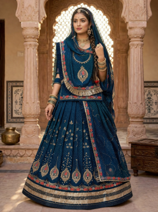 Home 21 Teal Sea Green Colour Heavy Flair Trending Vintage Rajputi Poshak