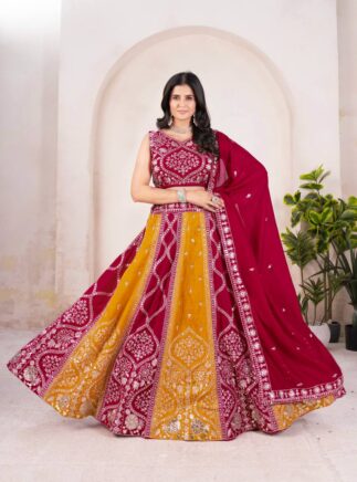 RjPoshak Vichitra Silk Lehenga Choli with Sequins Embroidery | Bridal & Wedding Wear
