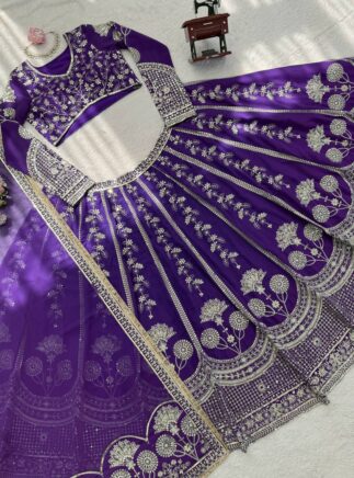 Premium Georgette Lehenga Choli – 3.7 Meter Flared Sequins Embroidered Designer Wedding Wear RjPoshak