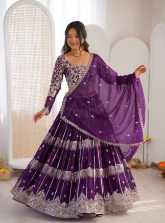 Designer Lehenga Choli Set for Women – Faux Georgette Embroidered Wedding Wear | RjPoshak