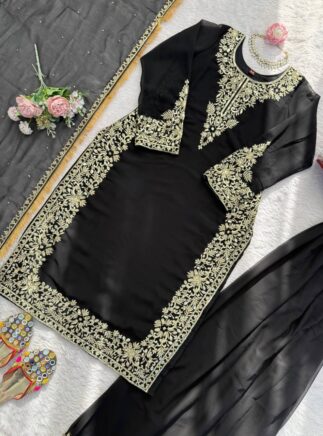 Designer Palazzo Suit Set with Dupatta | Georgette Sequins Festive Wear | RjPoshak