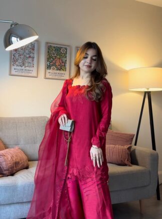 Designer Kurta Palazzo Set with Organza Dupatta | Festive Wear | RjPoshak