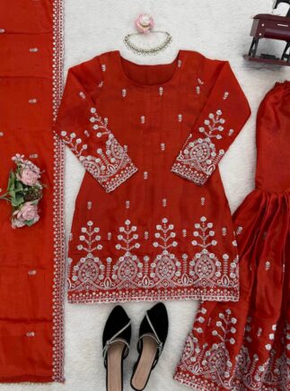 RjPoshak Designer Sharara Set with Dupatta | Silk Festive Wear