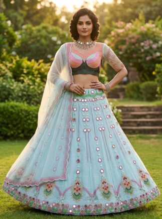 RjPoshak Mirror & Pearl Work Lehenga Choli
