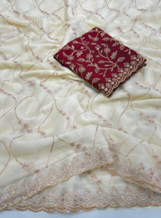 White Star Georgette Party Wear Saree I RjPoshak