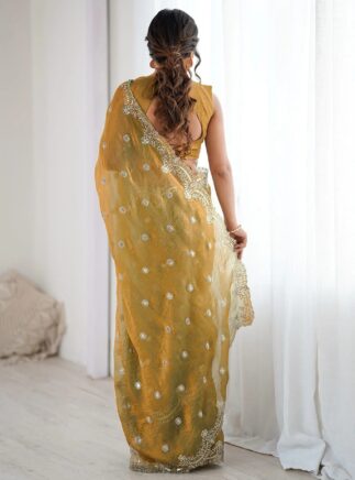 Green Fandy Designer Party Wear Saree I RjPoshak