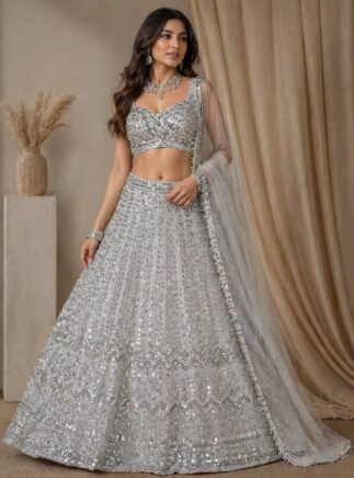 Faux Georgette Lehenga with Sequins Work I RjPoshak