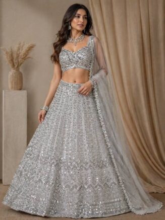 Faux Georgette Lehenga with Sequins Work I RjPoshak