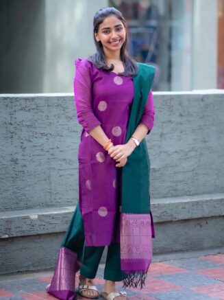 RjPoshak Purple Sofia Suit Set – Art Silk Jacquard Weaving Kurta Pant Dupatta | Festive & Party Wear