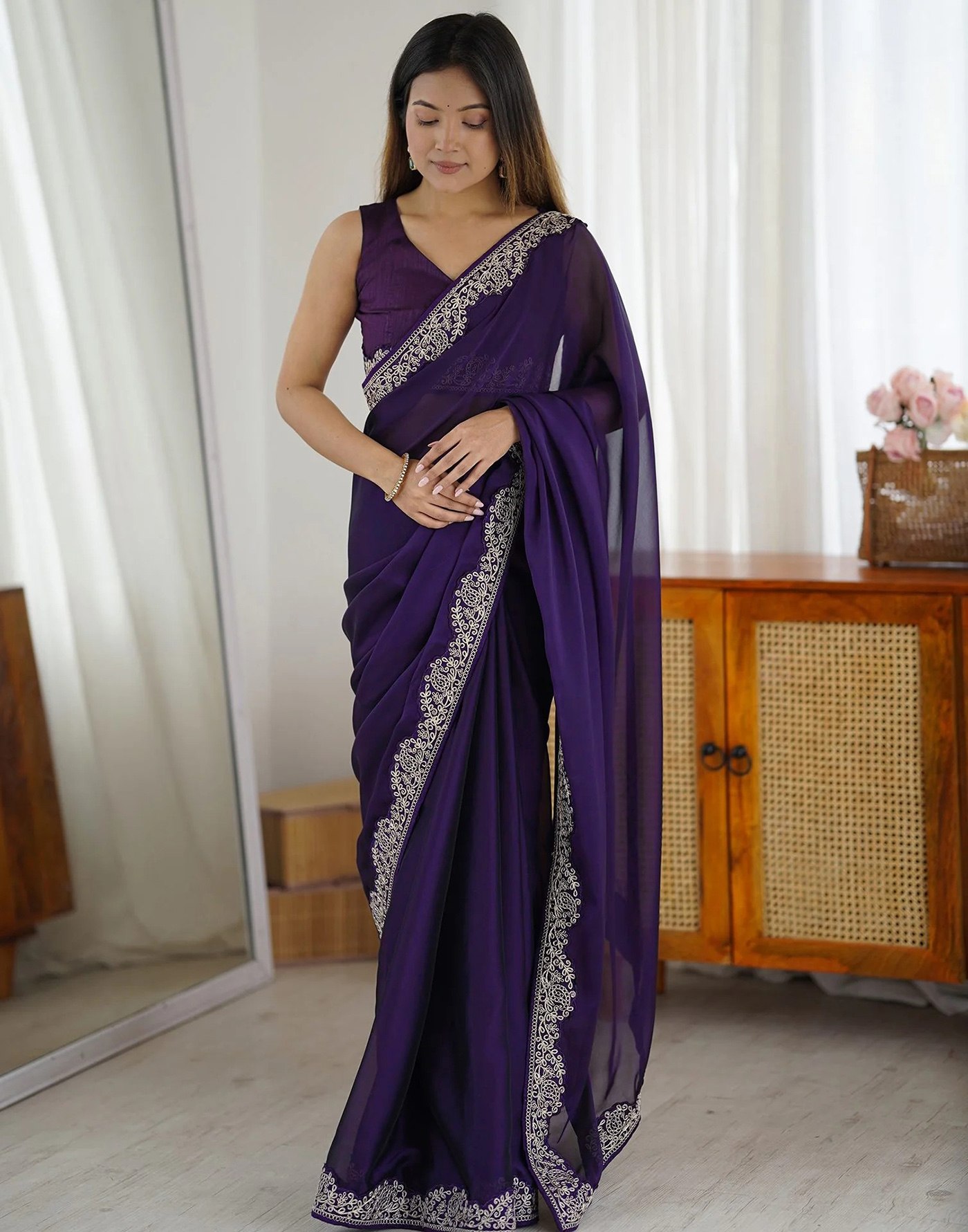 photo_2_2026-04-11_21-14-24 RjPoshak Purple Rangoli Saree with Banglori Blouse – Embroidered Party Wear Saree for Women
