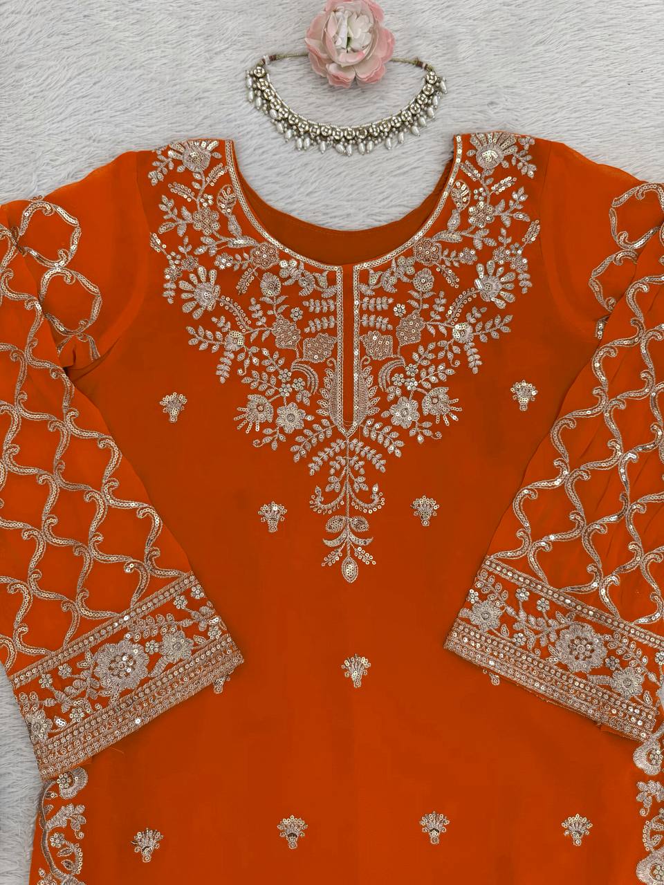 photo_2_2026-04-13_22-49-38 RjPoshak Designer Palazzo Set with Dupatta – Georgette Embroidered Kurta Palazzo Set for Women