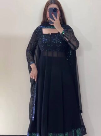 Designer Faux Georgette Kurta Palazzo Set with Dupatta for Women | RjPoshak