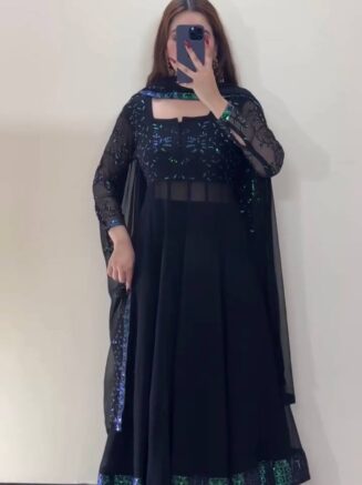 Designer Faux Georgette Kurta Palazzo Set with Dupatta for Women | RjPoshak