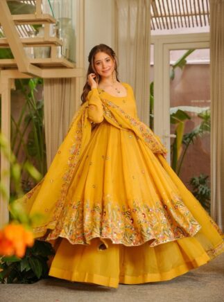 Designer Anarkali Palazzo Set with Dupatta for Women | RjPoshak