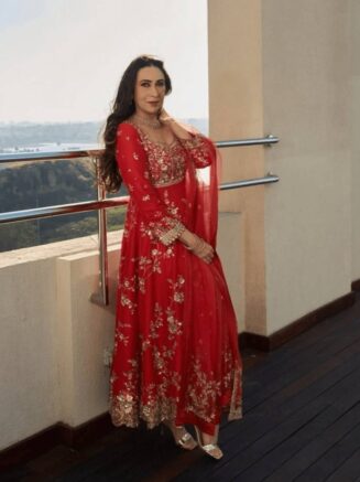 Designer Anarkali Pant Set with Net Dupatta | Georgette Festive Wear | RjPoshak