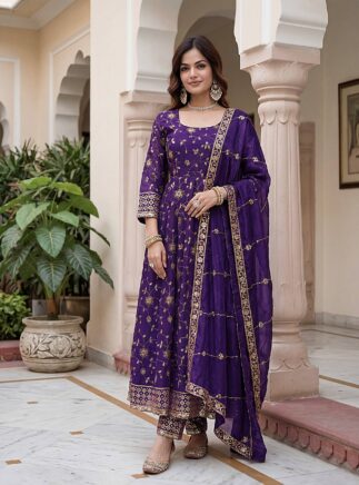 Designer Anarkali Gown Set with Zari Embroidery – RjPoshak