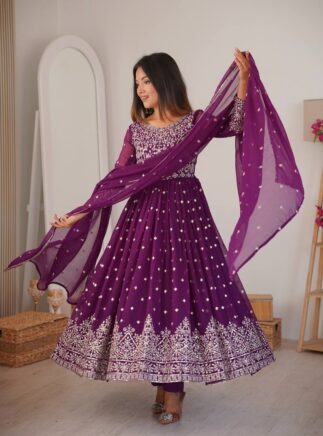 RjPoshak Designer Faux Georgette Anarkali Set with Dupatta