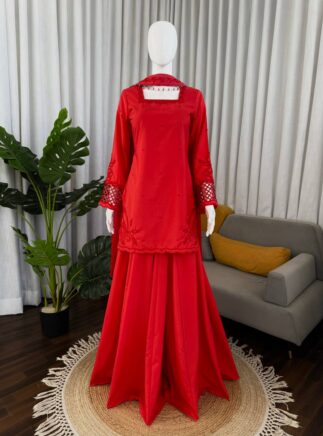 Natural Silk Designer Suit Set with Palazzo I RjPoshak