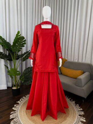 Natural Silk Designer Suit Set with Palazzo I RjPoshak