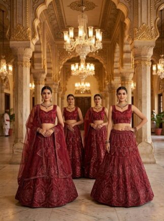 RjPoshak Butterfly Net Lehenga Choli with Sequins Work