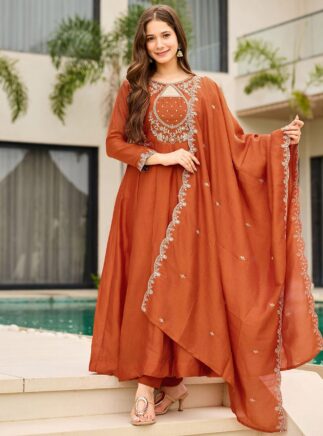 Vichitra Fabric Embroidered Kurta Set I RjPoshak