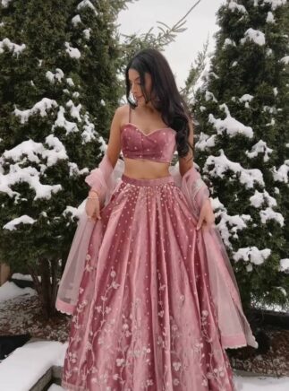 Designer Japan Satin Lehenga Choli for Women – Sequins Embroidery Festive Wear | RjPoshak