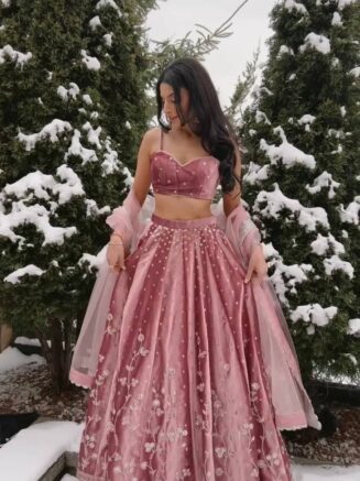 Designer Japan Satin Lehenga Choli for Women – Sequins Embroidery Festive Wear | RjPoshak