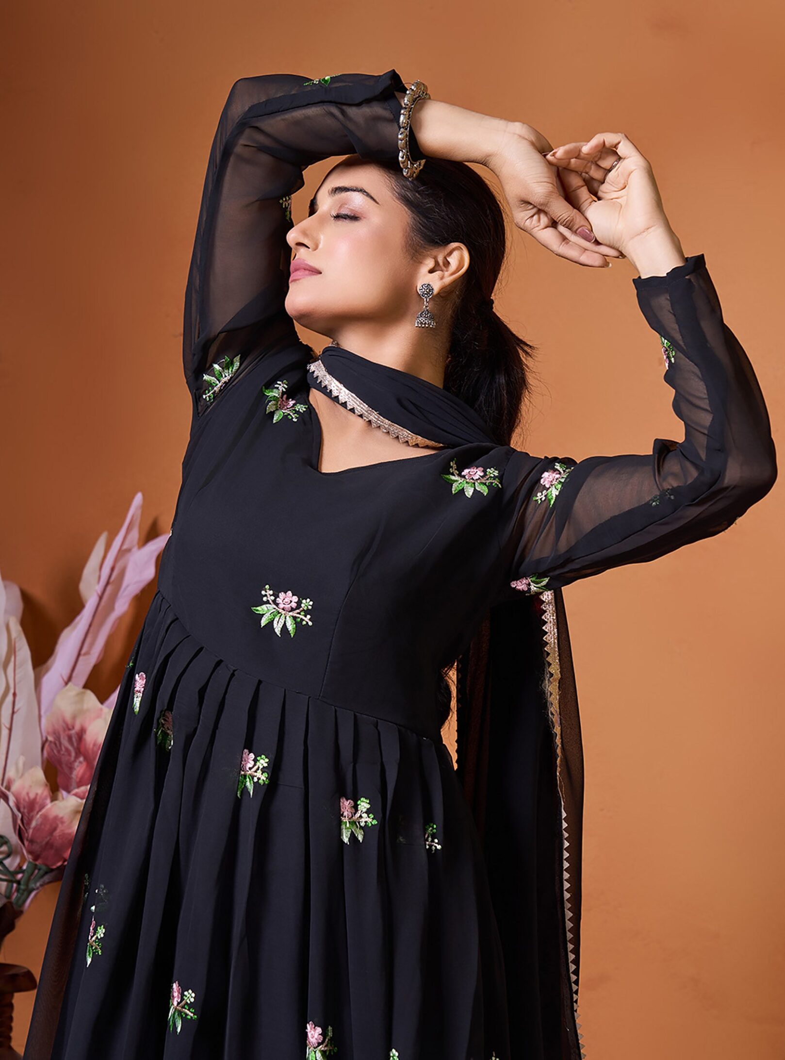 photo_3_2026-04-11_21-29-27 RjPoshak Black Anarkali Gown with Dupatta – Georgette Embroidered Party Wear Long Dress