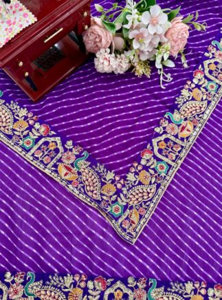 Faux Georgette Embroidered Bandhani Saree with Blouse for Women | RjPoshak