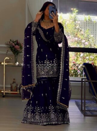 RjPoshak Designer Sharara Set with Dupatta | Silk Festive Wear