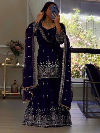 RjPoshak Designer Sharara Set with Dupatta | Silk Festive Wear