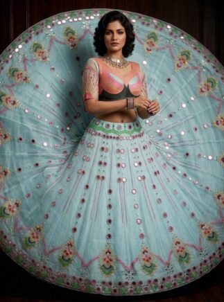 RjPoshak Mirror & Pearl Work Lehenga Choli