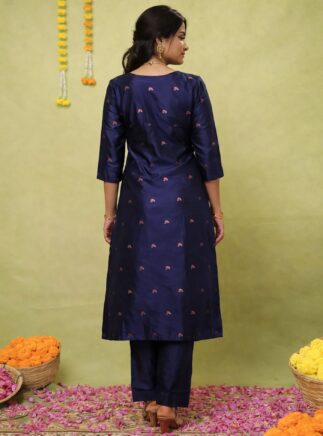 Blue Art Silk Kurta Pant Dupatta Set I RjPoshak