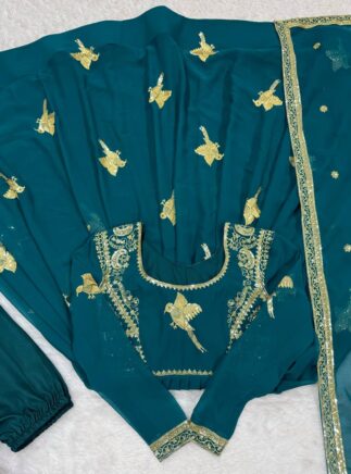 Faux Georgette Embroidered Gown Set I RjPoshak