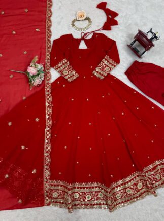 Designer Faux Georgette Gown Set with Sequins Work I RjPoshak