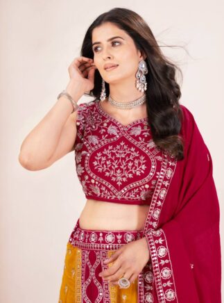 RjPoshak Vichitra Silk Lehenga Choli with Sequins Embroidery | Bridal & Wedding Wear